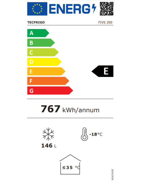 Congelador industrial - Capacidad  lt 157 - Temperatura -12/-22°C - Estática..- cm 72 x 61.5 x 95h