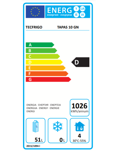 Vitrina refrigerada - N. 10 x GN 1/3 - cm 214,1...