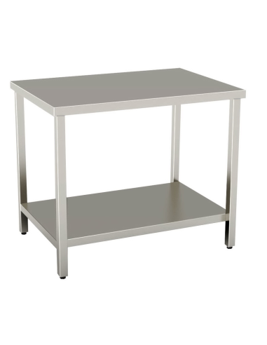 Table with shelf AISI 304 - Depth 70 - Square legs
