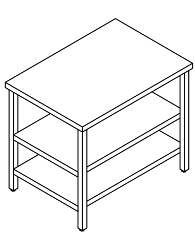 Table with 2 shelves AISI 304 - Depth 70 - Square legs