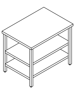 Table with 2 shelves AISI 304 - Depth 70 - Square legs 2