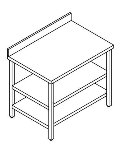Table with 2 shelves AISI 304 - Alzatina - Depth 70 - Square legs