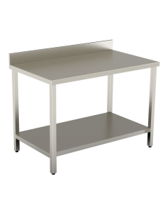 Table with shelf AISI 304 - Depth 60 - Rise - Square legs 2