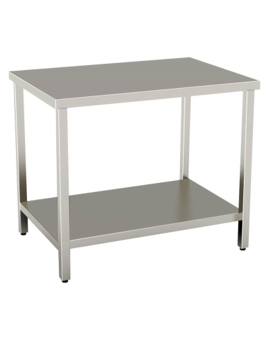 Table with shelf AISI 304 - Depth 60 - Square legs