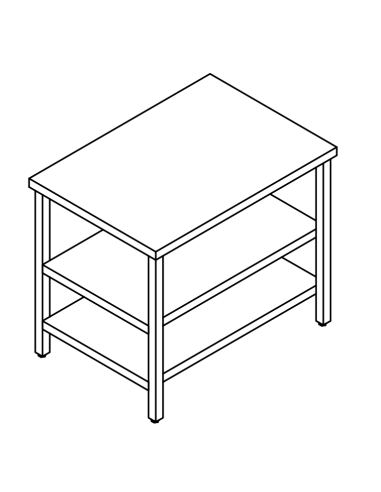 Table with 2 shelves AISI 304 - Depth 60 - Square legs