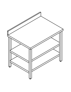 Table with 2 shelves AISI 304 - Depth 60 - Rise - Square... 2