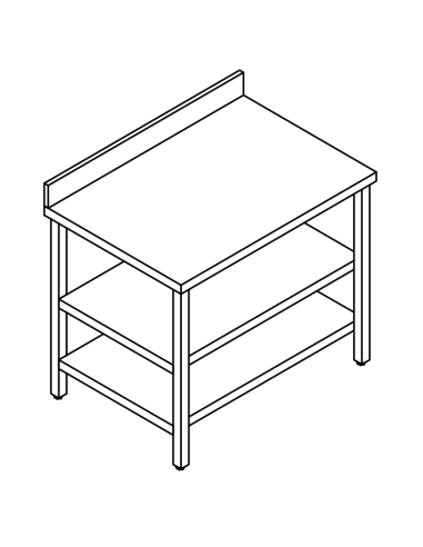 Table with 2 shelves AISI 304 - Depth 60 - Rise...
