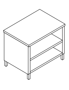 Mesa cerrada AISI 304 - estante - Profundidad 60 -... 2