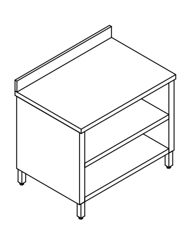 Cupboard table AISI 304 - Alzatina - Depth 60 - Square legs