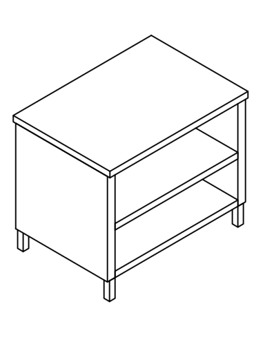 Table per day AISI 304 - Depth 70 - shelf - Square legs