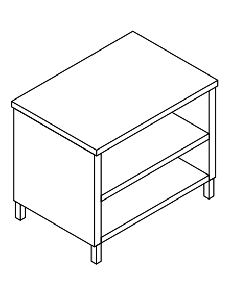 Tavolo a giorno AISI 304 - Profondità 70 - Ripiano - Gambe quadre