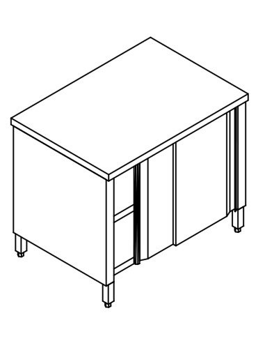 Cupboard table AISI 304 - Depth 70 - shelf -...