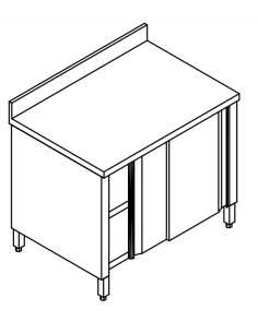 Cupboard table AISI 304 - Depth 70 - Rise - Square legs
