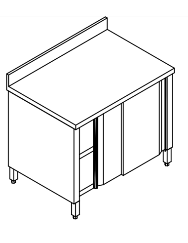 Cupboard table AISI 304 - Depth 70 - Rise - Square legs
