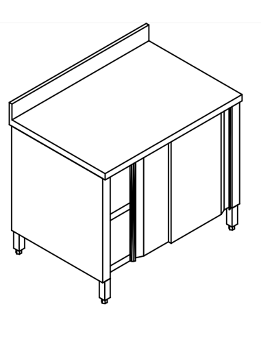Cupboard table AISI 304 - Depth 70 - Rise -...