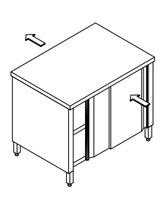 Cupboard table AISI 304 - Depth 70 - Opening on two sides... 2
