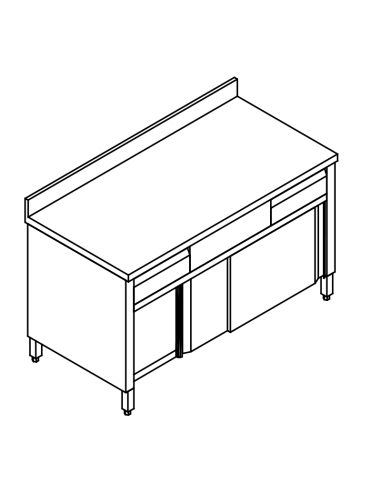 Cupboard table AISI 304 - Depth 70 - Alzatina - Cassettiera