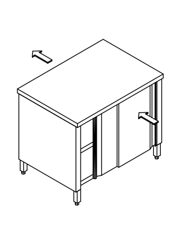 Cupboard table AISI 304 - Depth 80 - Slides on...
