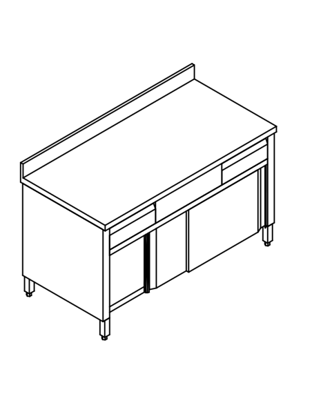Mesa cerrada AISI 304 - Profundidad 60 - Alzatina - Cassettiera