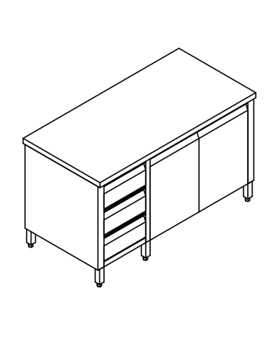 Cupboard table beating AISI 304 - N.3 drawers -...