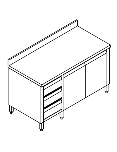 Cupboard table beating AISI 304 - Alzatina - N.3 drawers - 70 wallpaper