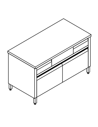 Cupboard table beating  AISI 304 - Drawer - Depth 70