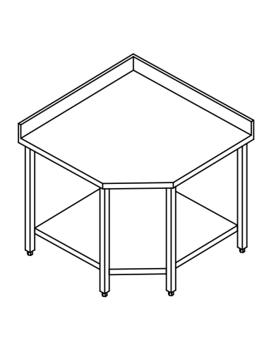 Table with shelf AISI 304 - Alzatina - cm 100 x 100 x 70 x 85/90 h