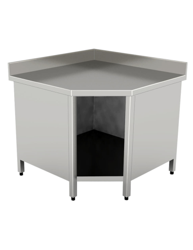 Cupboard table AISI 304 - Alzatina - No shelf - cm 100 x 100 x 70 x 85/90 h