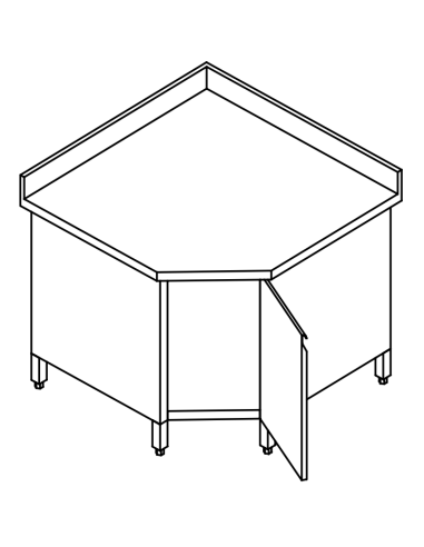 Cupboard table AISI 304 - Alzatina - No shelf - cm 110 x 110 x 70 x 85/90 h