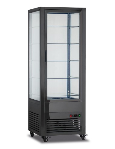 Pastelería de vidrio panorámico - Color negro - Temperatura 0°C/+10°C - Capacidad 400 lt - Cm 67.5 x 69.5 x 180 h