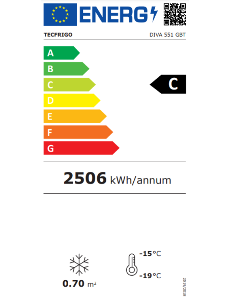 Pastry and ice cream shop - Temperature -10/-20°C - Capacity lt 550 - cm 80 x 68 x 187.5h