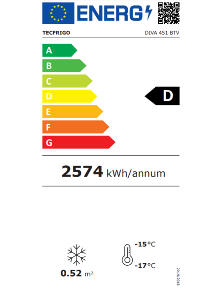 Pastry and ice cream shop - Temperature -15/-21°C - Capacity lt 450 - cm 70 x 68 x 187.5h
