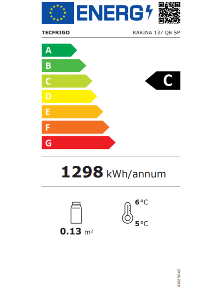 Pantalla horizontal - Desde el receso - Temperatura +/+10°C - Capacidad Lt. 320 - Cm 134.1 x 73 x 91.9h
