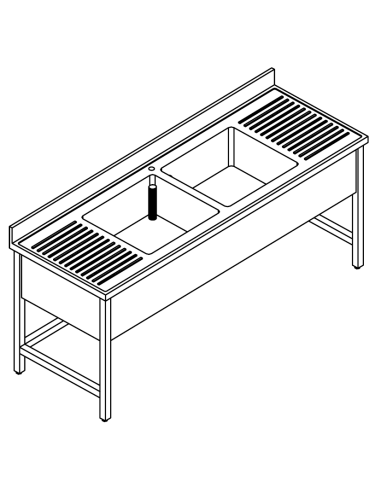 Lavello a giorno - Profondità 70 - N. 2 vasche...