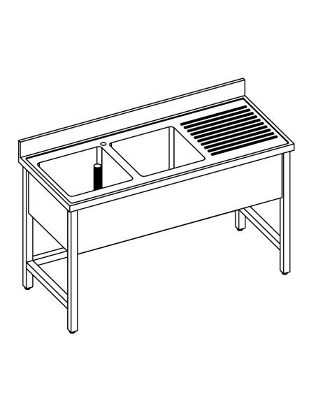 Sink per day - Depth 60 - N. 2 tanks - Gocciolatoio to the right - Dimensions various