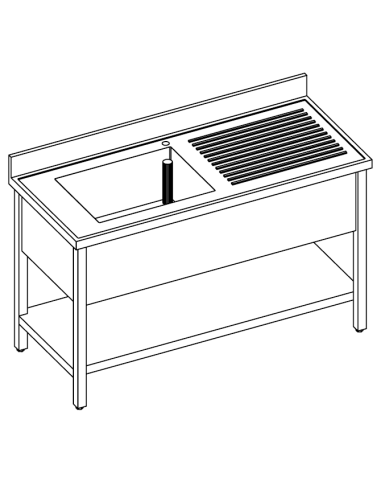 Lavello con ripiano - Profondità 60 - N. 1...