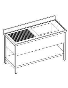 Lavello con ripiano - Profondità 60 - N. 1 vasca -...