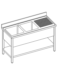 Lavanda con estante - Profundidad 70 - N. 2 tanques -...