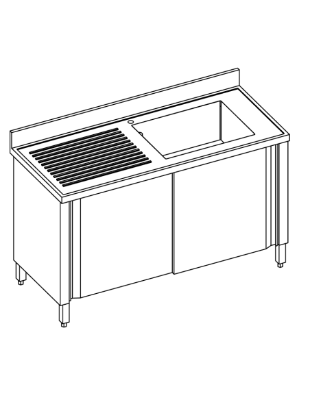 Locked sink - Depth 60 - N. 1 tub - Dropper left