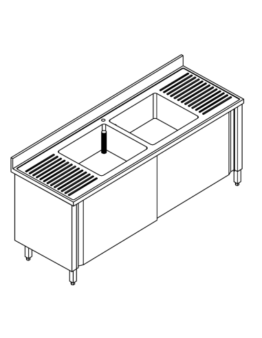 Locked sink - Depth 70 - N. 2 tanks -...
