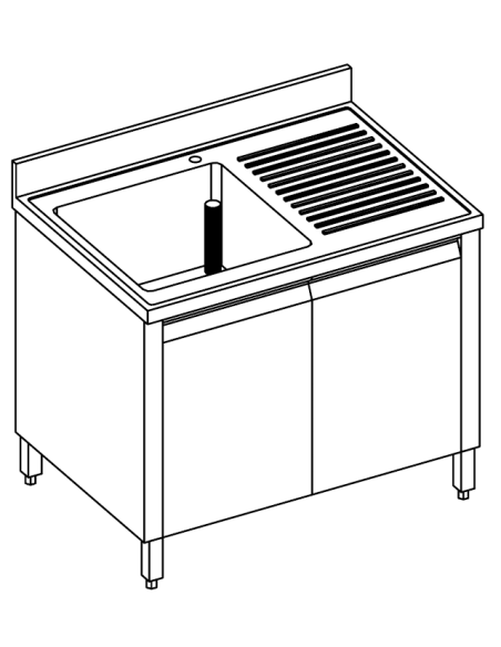 Locked sink - Swing doors - Depth 60 - N.1 tub - Gocciolatoio to the right