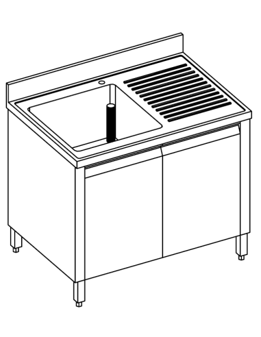 Locked sink - Swing doors - Depth 60 - N.1 tub...