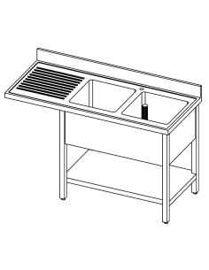 Cantilevered sink - shelf - Depth 70 - N. 2 tanks - Left... 2