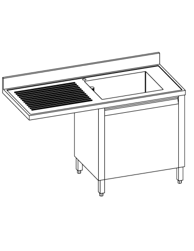 Cantilevered sink locker - Depth 70 - Left-hand...