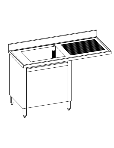 Cantilevered sink locker - Depth 70 - Right-hand drier