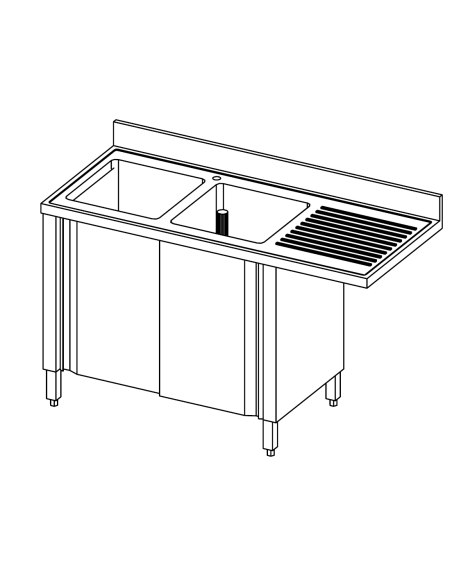 Cantilevered sink - Armadiato - Depth 70 - Gocciolatoio to the right - Dimensions various