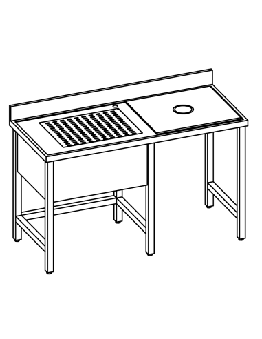Meat preparation table/fish - Depth 70 - Dimensions various