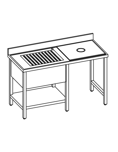 Meat preparation table/fish - shelf - Depth 70 - Dimensions various