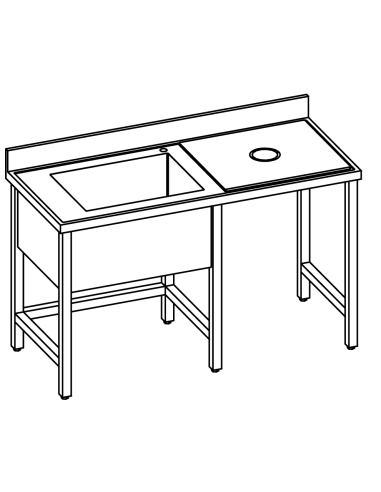 Vegetable preparation table - Depth 70 - Dimensions various