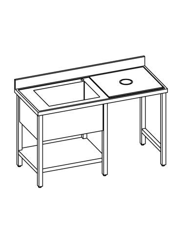 Table disembarkation - With shelf - Depth 70 - Polyethylene top - Dimensions various